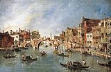 Guardi Paintings - The Three-Arched Bridge at Cannaregio by Francesco Guardi
